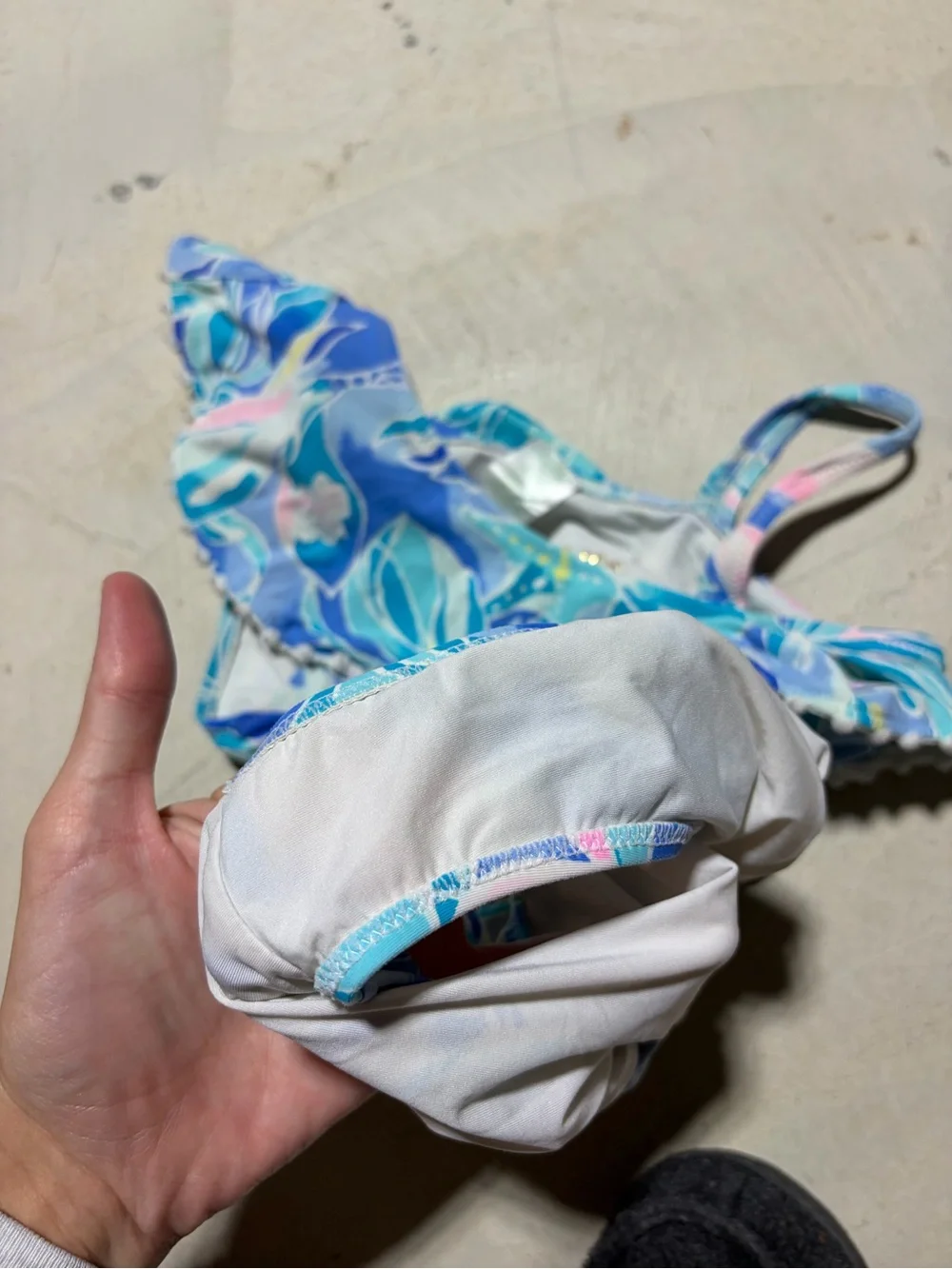 Lilly Pulitzer blue Floral One-Shoulder Swim Suit 8